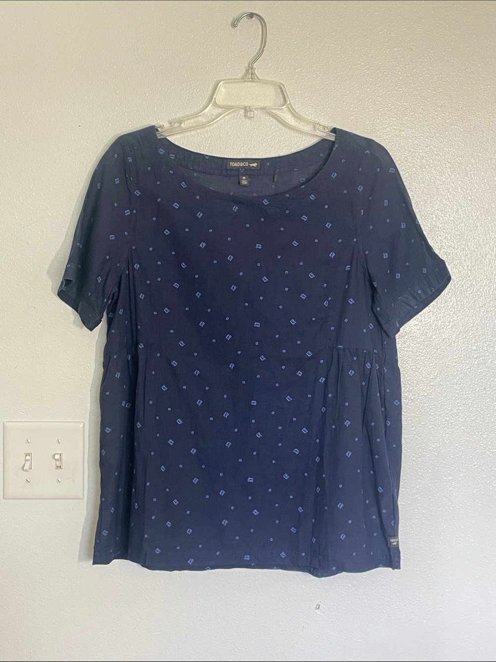Toad&Co Navy Short Sleeve Printed Peasant Top